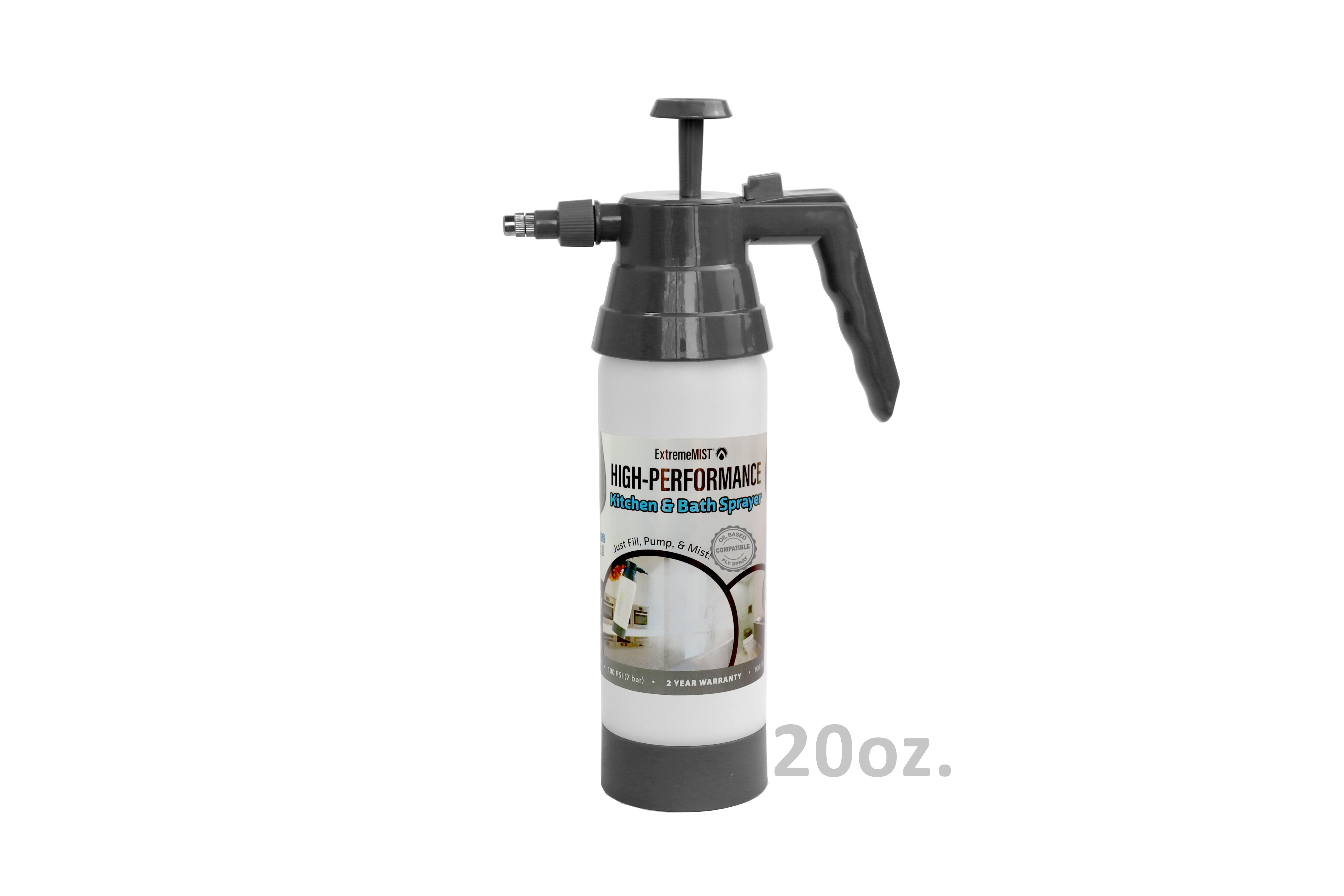 High-performance sprayer bottle with a label on a white background